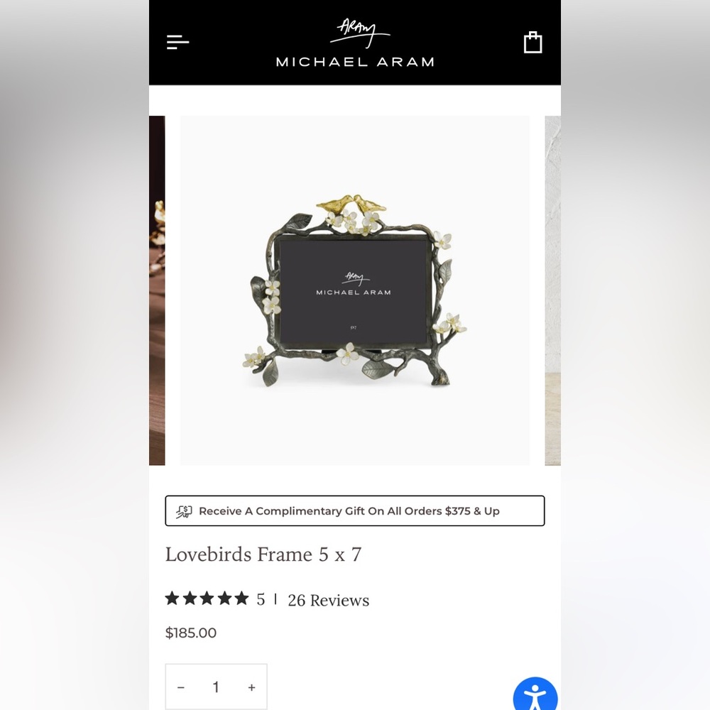 NWT Michael Aram Lovebirds Frame